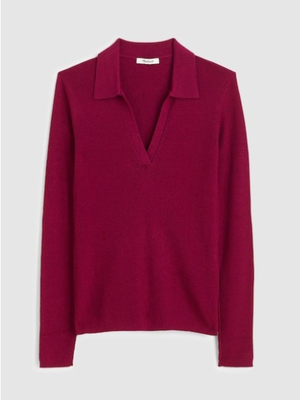 Madewell Johnny-Collar Sweater Merino Silk Blend - Size XXS Autumn Fuchsia NEW!